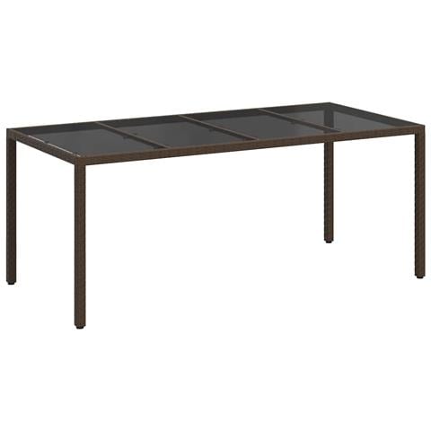 Tavolo da giardino marrone 190x90x75 cm polyrattan - Foto 1
