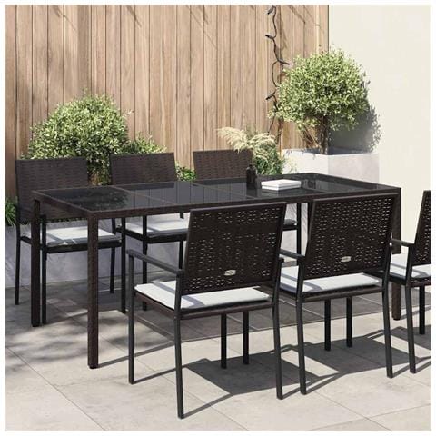 Tavolo da giardino marrone 190x90x75 cm polyrattan - Foto 2