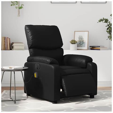 Poltrona Massaggiante Reclinabile Elettrica Nera in Similpelle - Foto 2