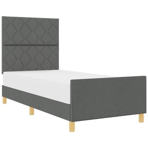 Struttura del Letto Grigio Scuro 90x190 cm in Tessuto - - Foto 1