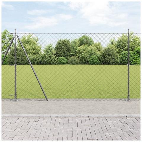 Recinzione a maglie con 13 pali flangiati 1.4x25 m in acciaio zincato - Foto 2