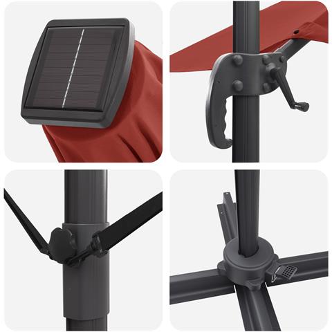 Ombrellone a sbalzo Roma con LED Terracotta 286x285x270 cm Alluminio - Foto 9