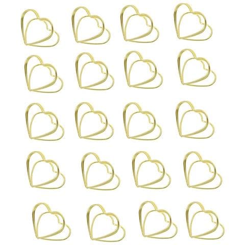 Set Di 20 Porta Biglietti Da Visita A Forma Di Cuore Per Promemoria, Foto E Segnaposto Gold - Foto 1