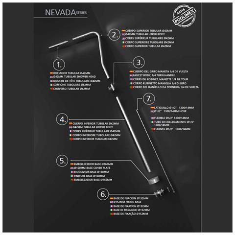 Imex Doccia Per Piscina In Acciaio 316 Colore Acciaio Con Rubinetto Monoforo E Diffusore Anticalcare - Modello Nevada - Foto 6