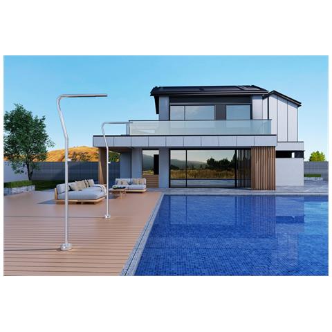 Imex Doccia Per Piscina In Acciaio 316 Colore Acciaio Con Rubinetto Monoforo E Diffusore Anticalcare - Modello Nevada - Foto 1