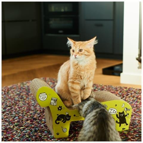 Tiragraffi Per Gatti In Cartone Ondulato Lettino Erba Gatta 47x19x25 Cm Cuccia - Foto 2