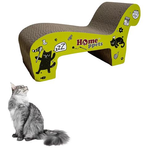 Tiragraffi Per Gatti In Cartone Ondulato Lettino Erba Gatta 47x19x25 Cm Cuccia - Foto 1