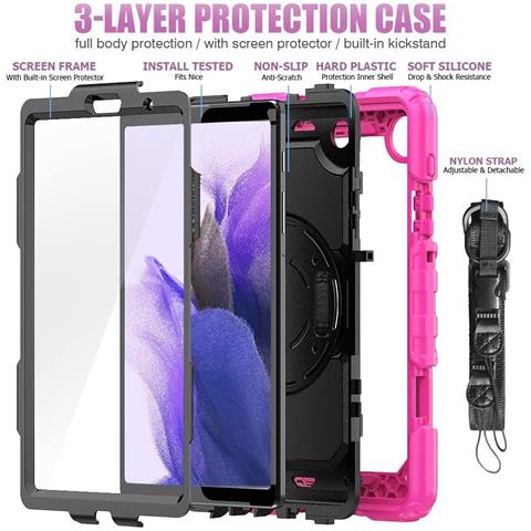 Custodia Per Samsung Galaxy Tab A7 Lite 8.7"" Con Tracolla Rosa - Foto 4