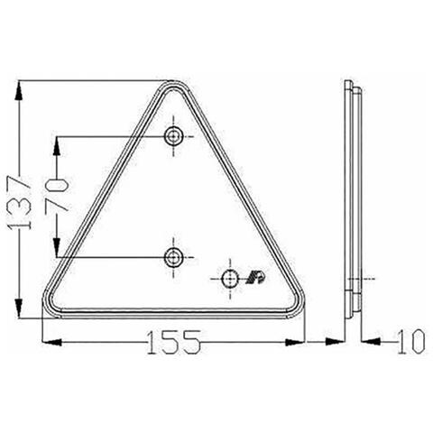 Catarifrangente Triangolare Rosso 155x137mm Fori M5 Confezione Da 20 Pezzi - Foto 2