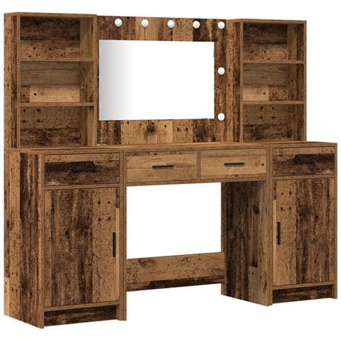 Set da Trucco in 3 Pezzi in Legno Invecchiato - Foto 1
