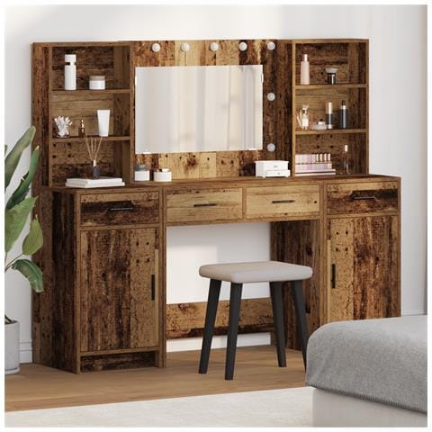 Set da Trucco in 3 Pezzi in Legno Invecchiato - Foto 2