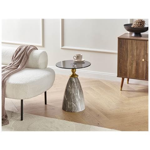 Tavolino Cady Vetro Temperato Marmo Nero - Foto 1