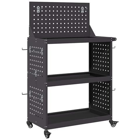 Carrello per Attrezzi con lo scaffale Nero 65 x 35 x 111 cm - Foto 1