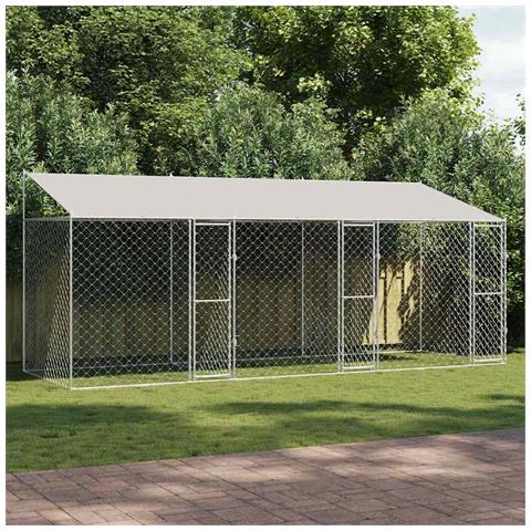 Gabbia per cani Argento 600 x 200 x 256 cm Acciaio zincato - Foto 2