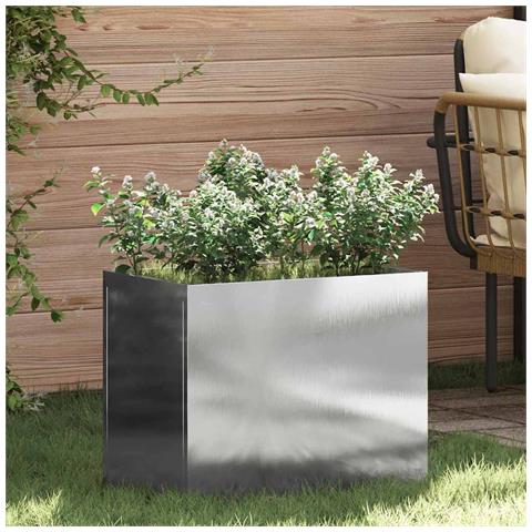 Vaso da giardino Argento 50 x 32 x 40 cm Acciaio inossidabile - Foto 2