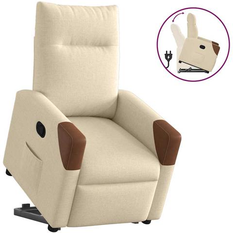 Poltrona Alzapersona Reclinabile Crema in Tessuto - Foto 1