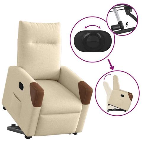 Poltrona Alzapersona Reclinabile Crema in Tessuto - Foto 9