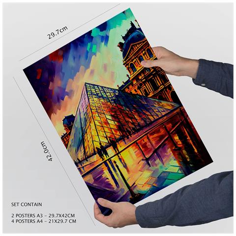 Set Di 6 Stampe Angoli In Stile Pittura A Olio Illustrazioni Di Monumenti E Città In Stile Fotografico A Colori Design D'interni A3 & A4 Senza Cornice - Foto 4
