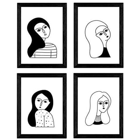 Set Di 4 Stampe Quattro Donne. Poster Con Disegni Di Donne. Senza Cornice A4 - Foto 1