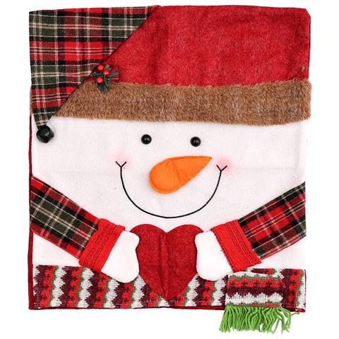 Coprisedia Pupazzo Di Neve - Fodera Festiva Per Sedie Natalizie Con Cappello Per Decorazioni Domestiche Natalizie - Foto 1