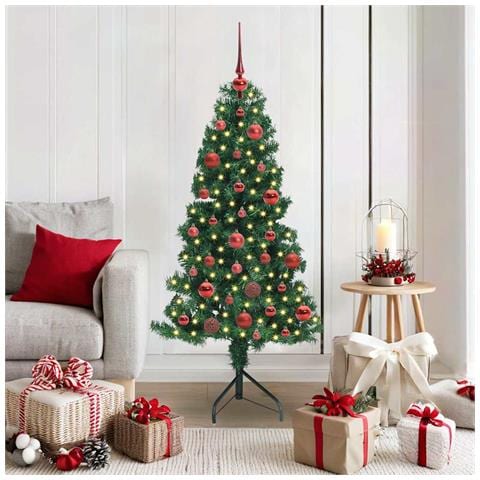 Albero di Natale Artificiale Angolare con 150 LED Verde 150 cm - Foto 2