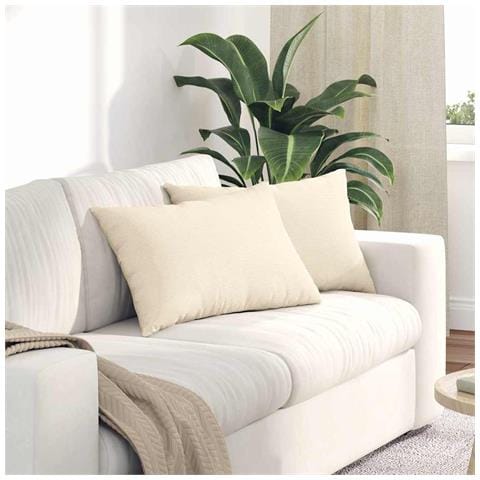 Cuscini da Divano 2 pcs Crema 60 x 40 cm Tessuto in Cords - Foto 2