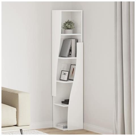 Mobile angolare Bianco 27,5x27x140cm Legno multistrato - Foto 2