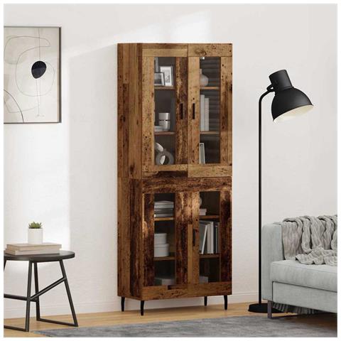 Credenza 2 pcs Legno vecchio Legno Stratificato e Vetro - Foto 2