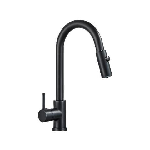 Rubinetto per lavello da cucina, Blackswan, tipo M379 con 2 modalità e doccetta estraibile, modello nero opaco, misura 40,5 cm - Foto 1