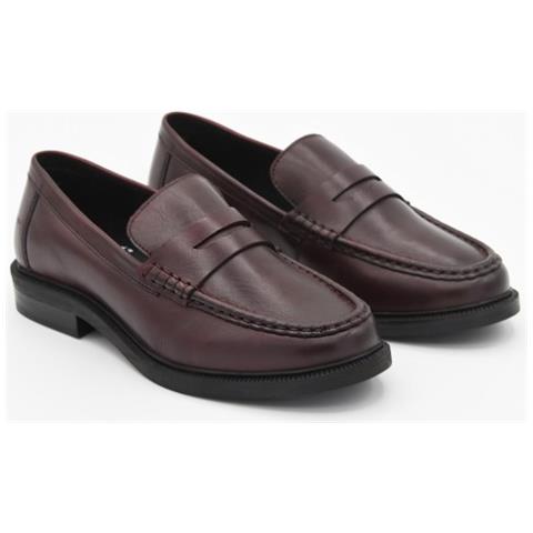Mocassino Da Donna In Pelle Di Colore Bordeaux. - Foto 1