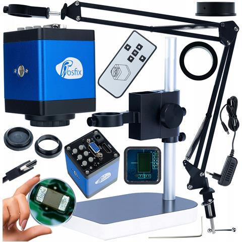 Set Braccio Regolabile Per Microscopio Digitale Odm-180x + Piattaforma Odm-100x + Camera Draco Blue Pro Kmdbp-hdmi-vga 2mp - Alta Qualità E Stabilità - Foto 1