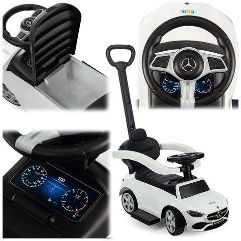 Cavalcabile spingi-camminatore Mercedes 3in1 AMG auto grande per bambini clacson bianco - Foto 4