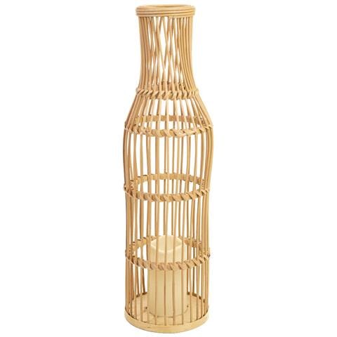 Vaso In Rattan Intrecciato Con Candela A Batteria D16x59,5h Cm - Foto 1