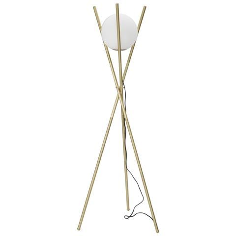 Piantana Glamy X In Ferro Dorato Con Grande Sfera In Vetro Bianco - Foto 1
