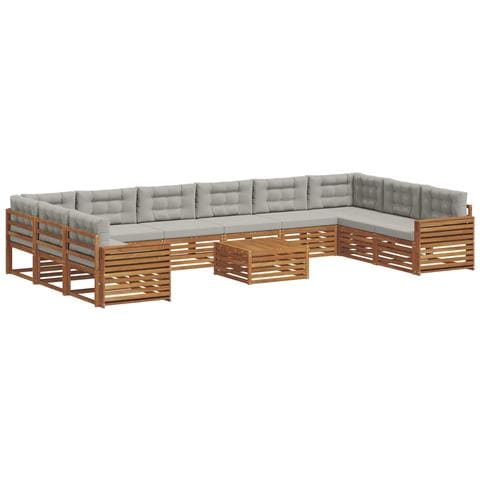 Set divani con cuscino 11 pcs Grigio Naturale e Chiaro - Foto 1
