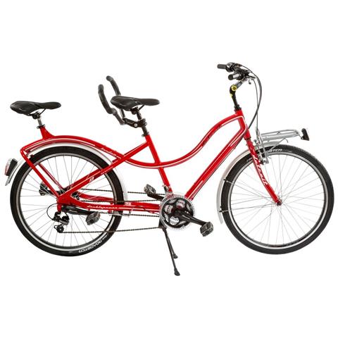 Bici Misura 26 Doppio Posto Telaio In Alluminio Bicicletta Linea Tandem Bibici Cambio 21v Completa Di Accessori Con Luci A Led - 47 Rosso - Foto 1