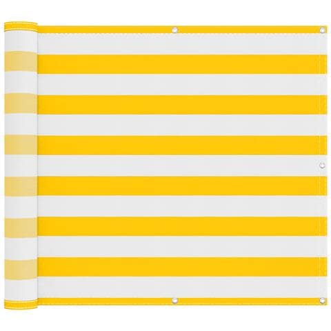 Schermo da balcone Giallo e Bianco 100 x 500 cm Tessuto Oxford - Foto 1