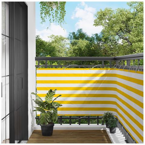 Schermo da balcone Giallo e Bianco 100 x 500 cm Tessuto Oxford - Foto 2
