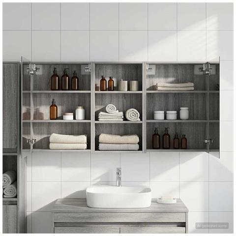 Set di Armadi da Bagno con lo scaffale 3 pcs 140 x 14,5 x 70 cm - Foto 2