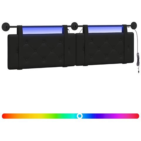 Testiera sospesa Con luce LED Nero Similpelle - Foto 1