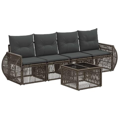 Set Divano da Giardino 5 pcs Grigio e Grigio Scuro polyrattan - Foto 1