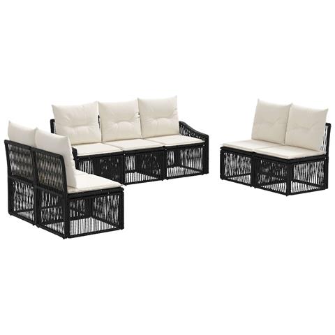 Set Divano da Giardino 7 pcs Nero polyrattan - Foto 1