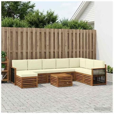 Set di divani da esterno con cuscino 7 pcs Naturale e Crema - Foto 2