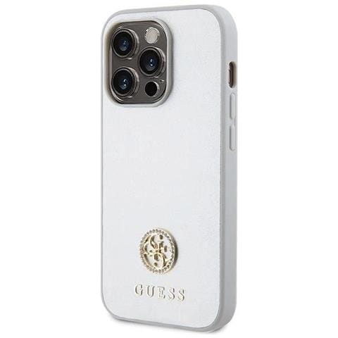 Guess Strass Custodia Metallica Con Logo Per Iphone 15 Pro - Argento - Foto 1