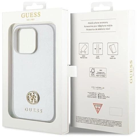 Guess Strass Custodia Metallica Con Logo Per Iphone 15 Pro - Argento - Foto 7