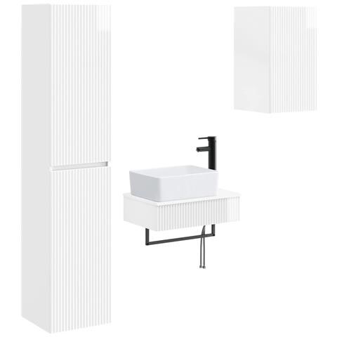 Set di mobili per il bagno 3 pz Bianco Lucido - Foto 1