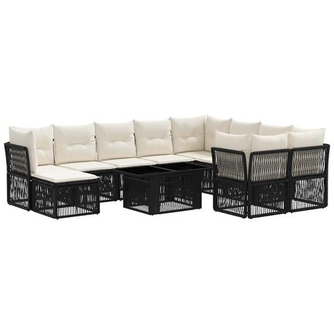 Set Divano da Giardino 11 pz Nero polyrattan - Foto 1