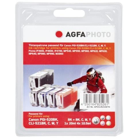 APCCLI521SETD, Nero, Ciano, Magenta, Giallo, 10,5 ml, PIXMA iP3600/4600/4600X / 4700 PIXMA MP540/550/560/620/630/640/980/990 PIXMA MX860/870 - Foto 2