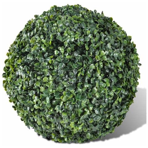 2 Palle Topiarie Foglie Artificiali In Legno Di Bosso 35 Cm Led Solare - Foto 2