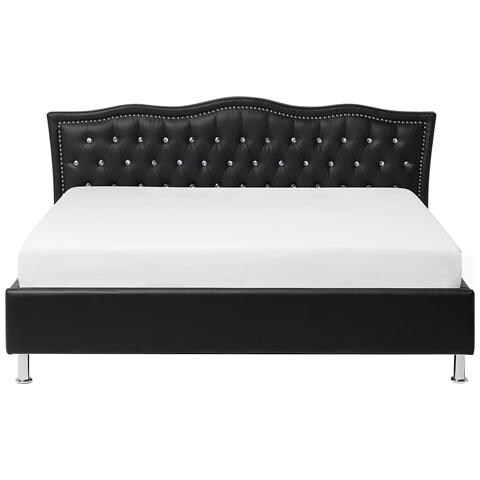 Letto Matrimoniale In Pelle Sintetica Nera 180x200cm Metz - Foto 15